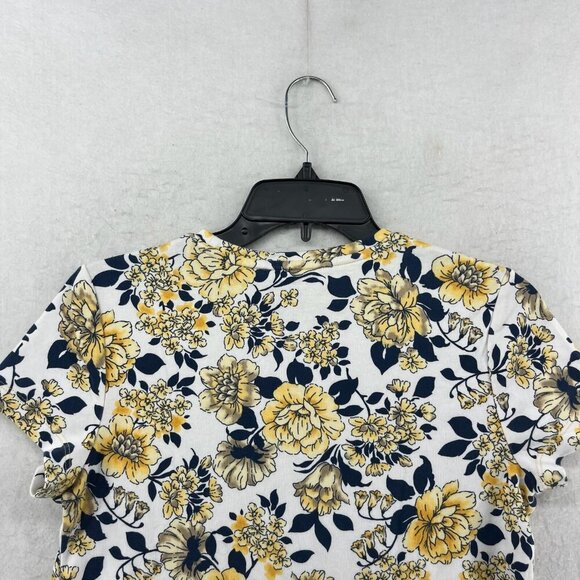 Laura Scott T Shirt Women PS White Yellow Floral Pullover Round Neck Cottagecore - Picture 8 of 12